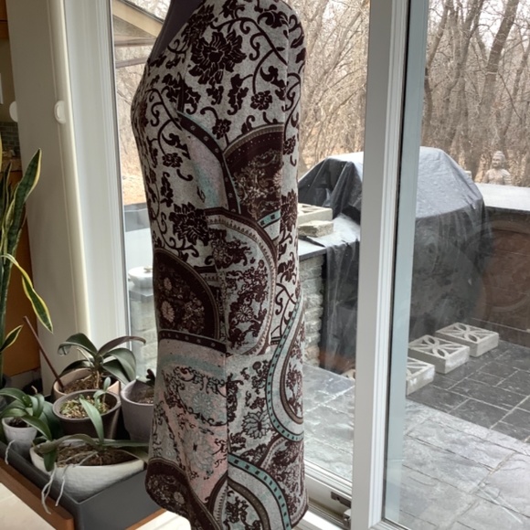 Papillon jersey knit 3/4 sleeve, multi coloured print dress size M - Picture 3 of 7